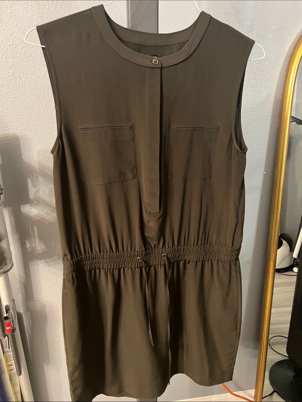 Theory Olive Green V-Neck Top